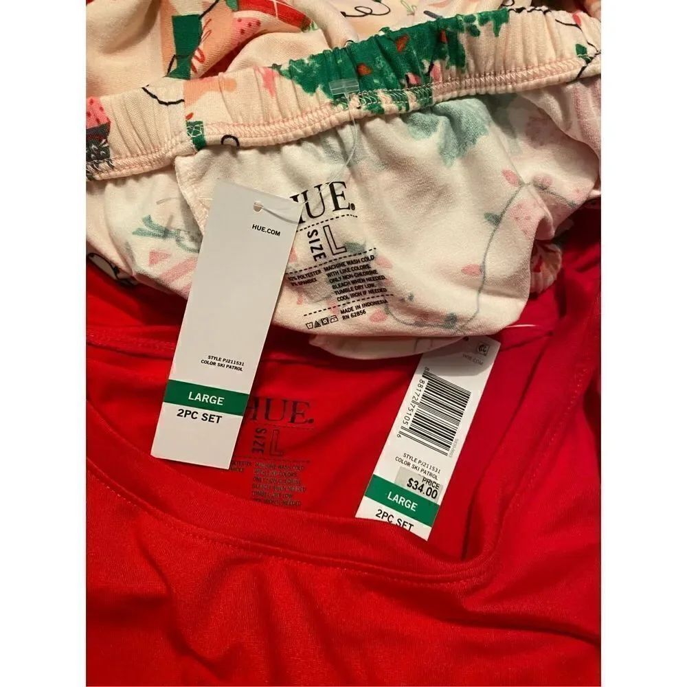 HUE Women’s LARGE 3-Piece “Be Naughty, Save Santa a Trip” Pajama Set - Picture 6 of 9